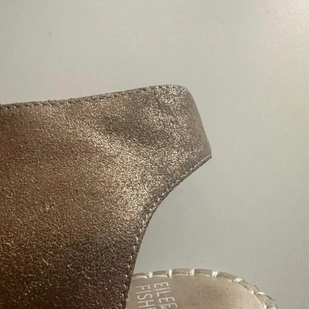 Eileen Fisher‎ Agnes Espadrille Wedge Sandal Women's 8.5 Gold Metallic System